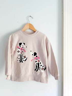 Wonder Nation Girls Dalmatians Pink Graphic Pullover Sweatshirt